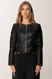 Khloè Femme Giacca in pelle con impunture FC12218 NERO