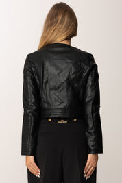 Khloè Femme Giacca in pelle con impunture FC12218 NERO