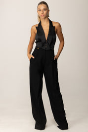 Elisabetta Franchi Gilet In Raso con Cinturini Sul Retro GL00357E2 NERO