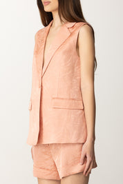 Twin-set Gilet Lungo con Pattern Tropicale 251TT2176 DUSTY CORAL