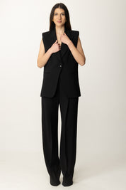 ELISABETTA FRANCHI Gilet Monopetto In Fresco Lana GI15452E2 NERO