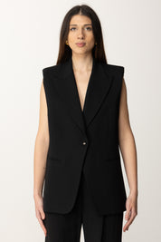 ELISABETTA FRANCHI Gilet Monopetto In Fresco Lana GI15452E2 NERO