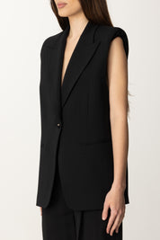 ELISABETTA FRANCHI Gilet Monopetto In Fresco Lana GI15452E2 NERO
