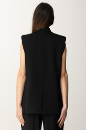 ELISABETTA FRANCHI Gilet Monopetto In Fresco Lana GI15452E2 NERO