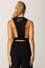 Elisabetta Franchi Gilet con Stampa Lettering Sul Retro GL00156E2 NERO