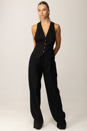 Elisabetta Franchi Gilet con Stampa Lettering Sul Retro GL00156E2 NERO