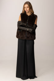 Twin-set Gillet In Ecopelliccia 252TP2421 BIC.DEEP TAUPE/NERO