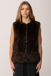 Twin-set Gillet In Ecopelliccia 252TP2421 BIC.DEEP TAUPE/NERO