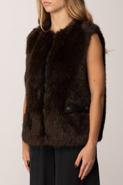 Twin-set Gillet In Ecopelliccia 252TP2421 BIC.DEEP TAUPE/NERO