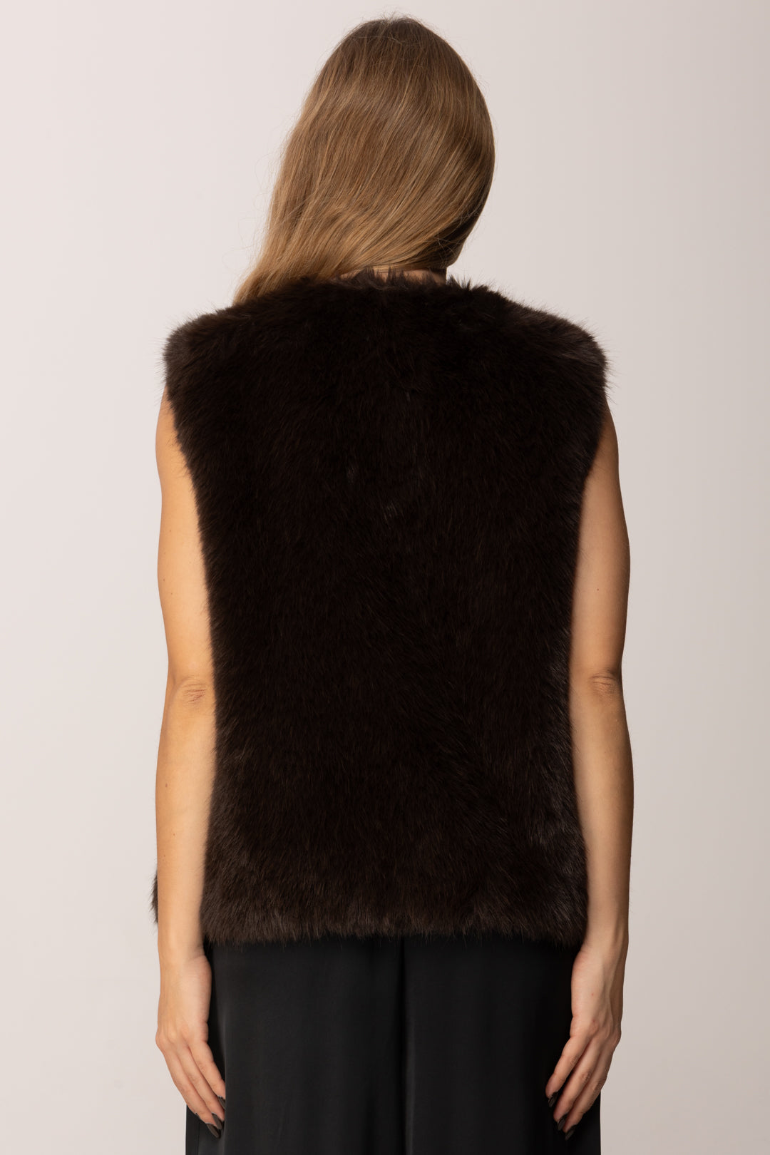 Twin-set Gillet In Ecopelliccia 252TP2421 BIC.DEEP TAUPE/NERO