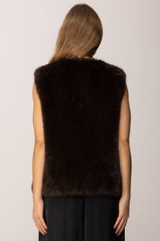 Twin-set Gillet In Ecopelliccia 252TP2421 BIC.DEEP TAUPE/NERO