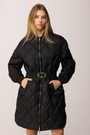 Twin-set Giubbino Imbottito Lungo con Cintura Oval T 252TP2130 NERO

