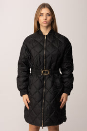 Twin-set Giubbino Imbottito Lungo con Cintura Oval T 252TP2130 NERO
