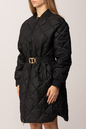 Twin-set Giubbino Imbottito Lungo con Cintura Oval T 252TP2130 NERO
