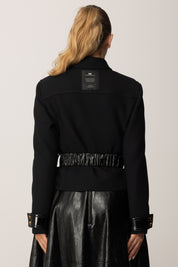 Elisabetta Franchi Giubbotto In Crêpe con Dettagli In Vernice GB00356E2 NERO