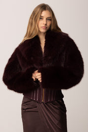 Elisabetta Franchi Giubbotto con Bustier e Pelliccia MERLOT GB05A57E2