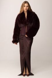 Elisabetta Franchi Giubbotto con Bustier e Pelliccia MERLOT GB05A57E2