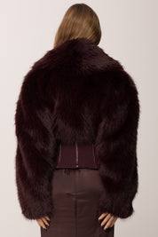 Elisabetta Franchi Giubbotto con Bustier e Pelliccia MERLOT GB05A57E2