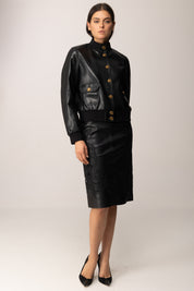 Twin-set Gonna In Ecopelle con Ricamo 252TT2011 NERO