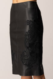 Twin-set Gonna In Ecopelle con Ricamo 252TT2011 NERO