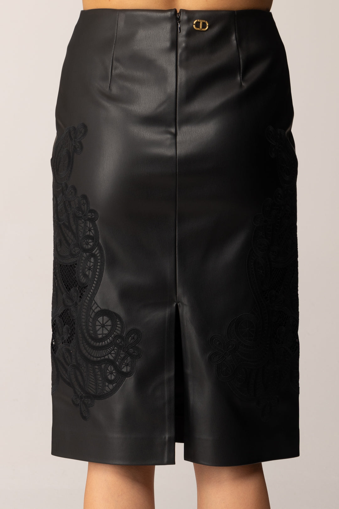 Twin-set Gonna In Ecopelle con Ricamo 252TT2011 NERO