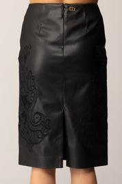 Twin-set Gonna In Ecopelle con Ricamo 252TT2011 NERO