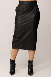 Elisabetta Franchi Gonna In Pelle Sintetica con Ganci Gioiello GO14557E2 NERO