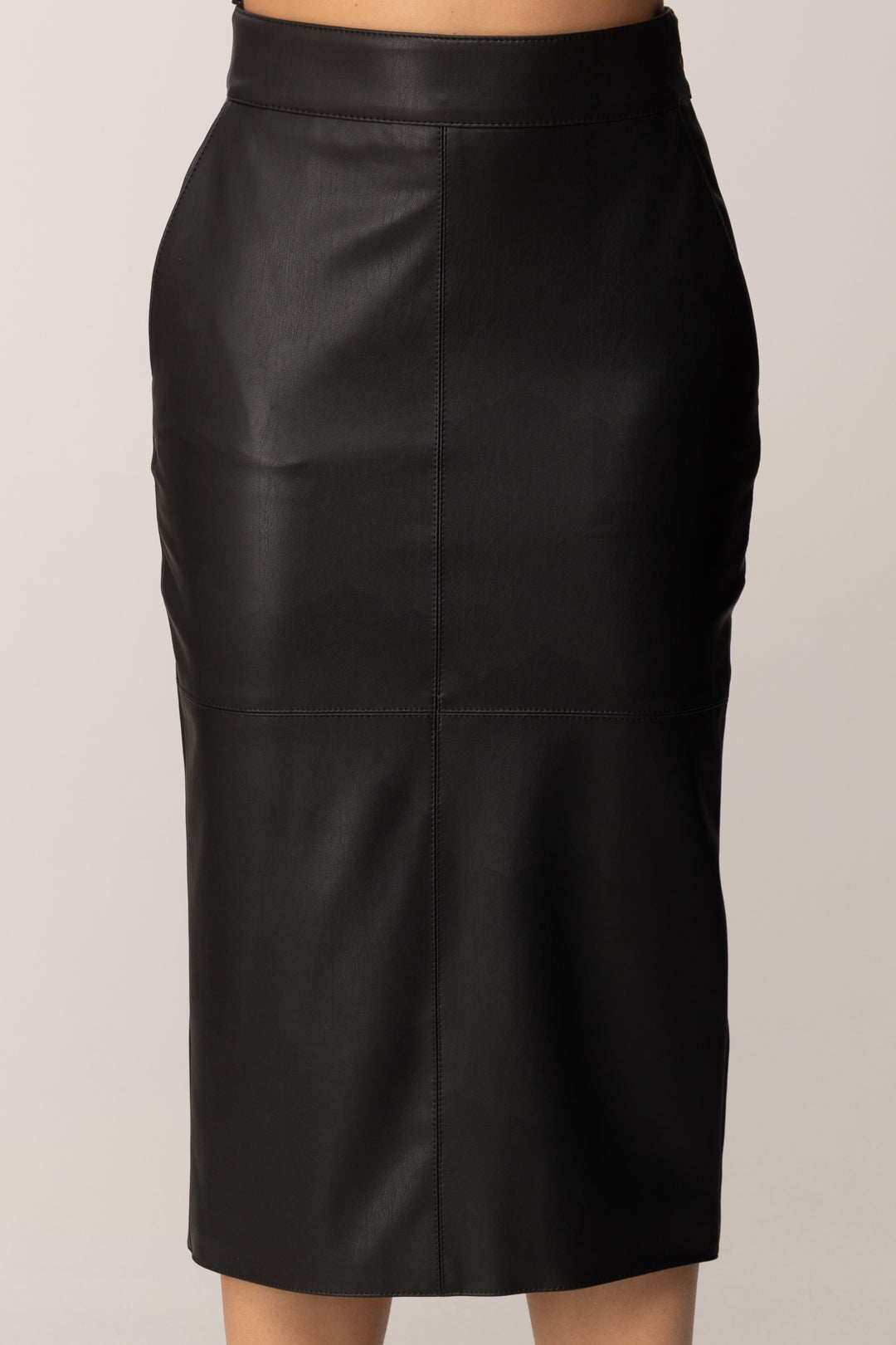 Elisabetta Franchi Gonna In Pelle Sintetica con Ganci Gioiello GO14557E2 NERO