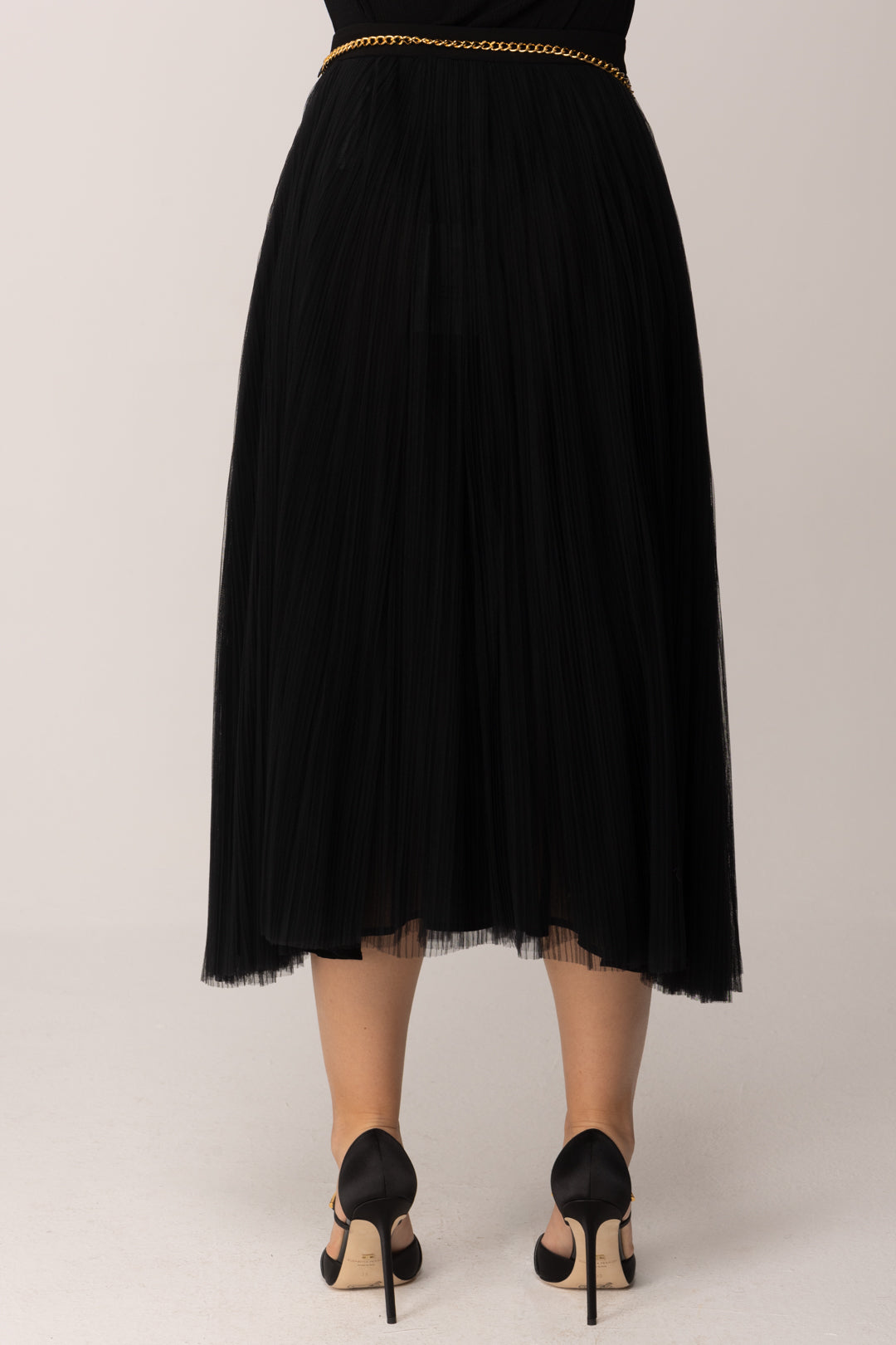 Elisabetta Franchi Gonna In Tulle con Cintura GO15057E2 NERO