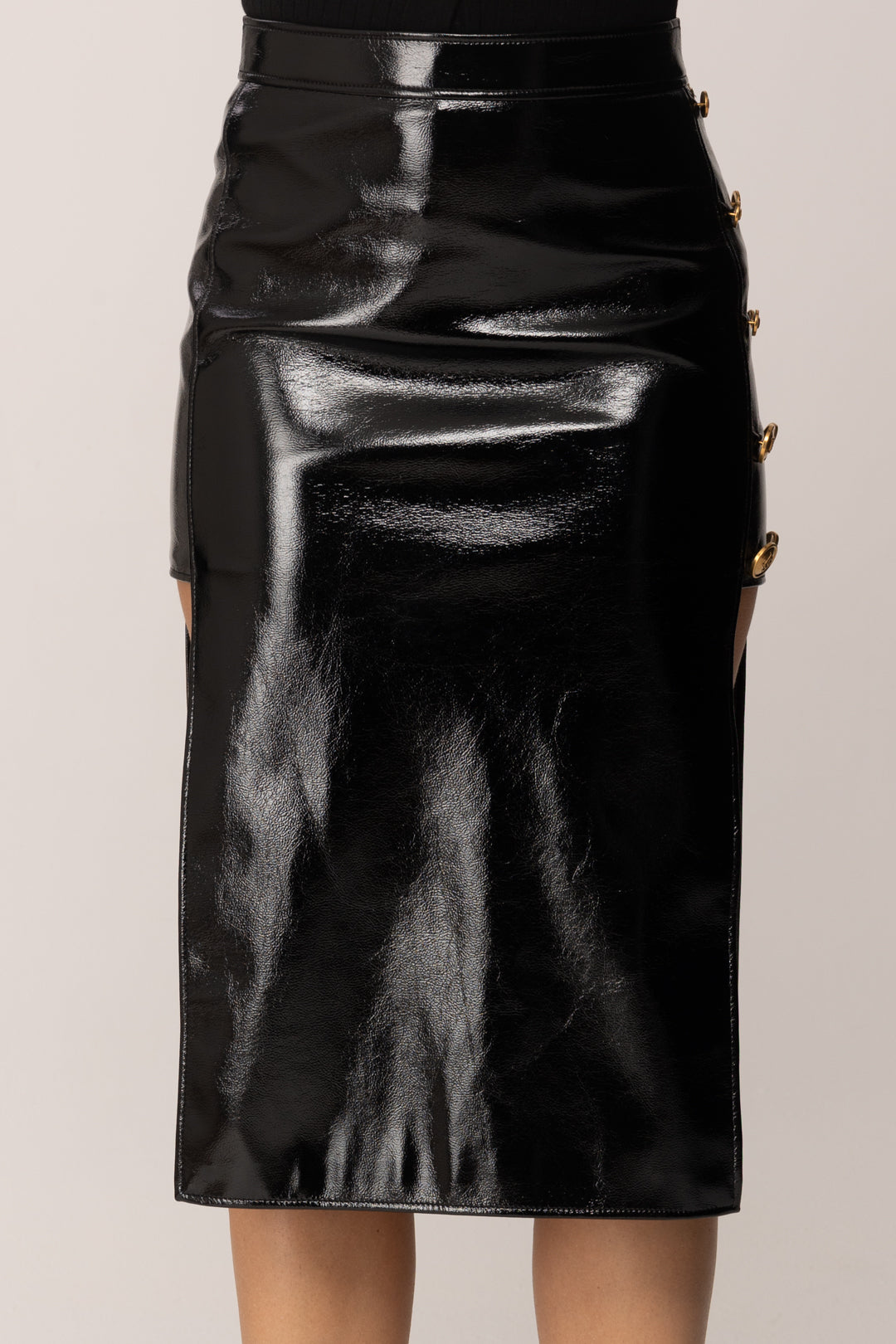 Elisabetta Franchi Femme Jupe en Vinyle avec Ouvertures sur les