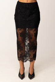 Aniye By Gonna Longuette In Pizzo con Spacco NERO 181291