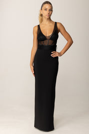 Elisabetta Franchi Gonna Lunga con Dettagli Smoking GO11156E2 NERO