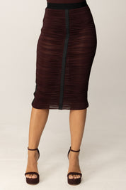 Elisabetta Franchi Gonna Midi Drapeggiata In Jersey Leggero GO13256E2 MERLOT