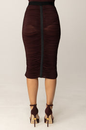 Elisabetta Franchi Gonna Midi Drapeggiata In Jersey Leggero GO13256E2 MERLOT