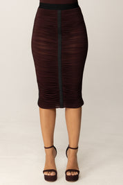 Elisabetta Franchi Gonna Midi Drapeggiata In Jersey Leggero GO13256E2 MERLOT