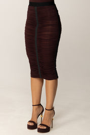 Elisabetta Franchi Gonna Midi Drapeggiata In Jersey Leggero GO13256E2 MERLOT