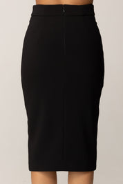 Elisabetta Franchi Gonna Midi In Crêpe con Zip Frontale GO13456E2 NERO