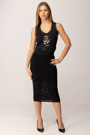 Patrizia Pepe Gonna Midi In Maglia Effetto Pizzo 8G0482 K284 NERO