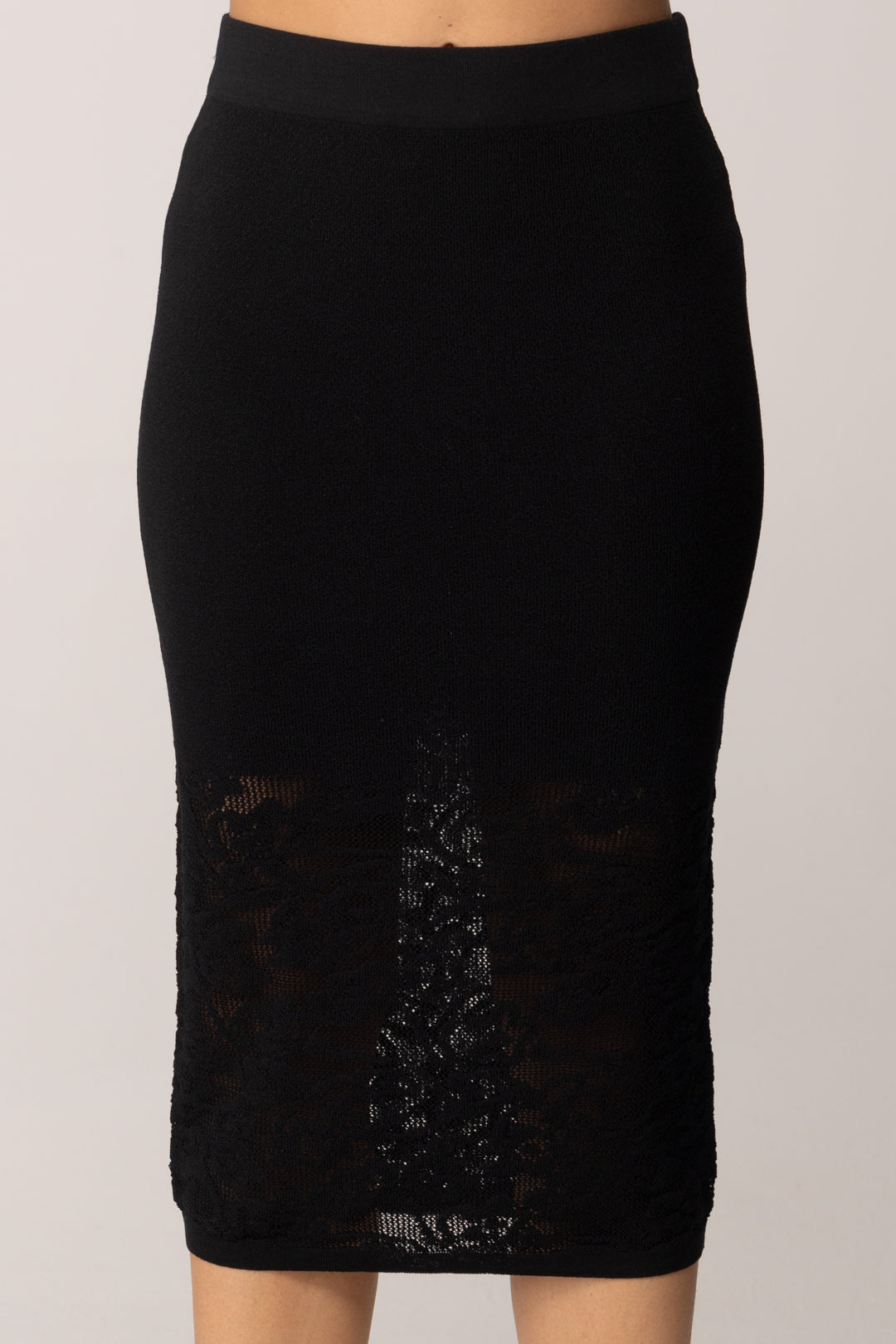 Patrizia Pepe Gonna Midi In Maglia Effetto Pizzo 8G0482 K284 NERO
