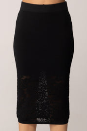 Patrizia Pepe Gonna Midi In Maglia Effetto Pizzo 8G0482 K284 NERO
