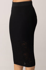 Patrizia Pepe Gonna Midi In Maglia Effetto Pizzo 8G0482 K284 NERO
