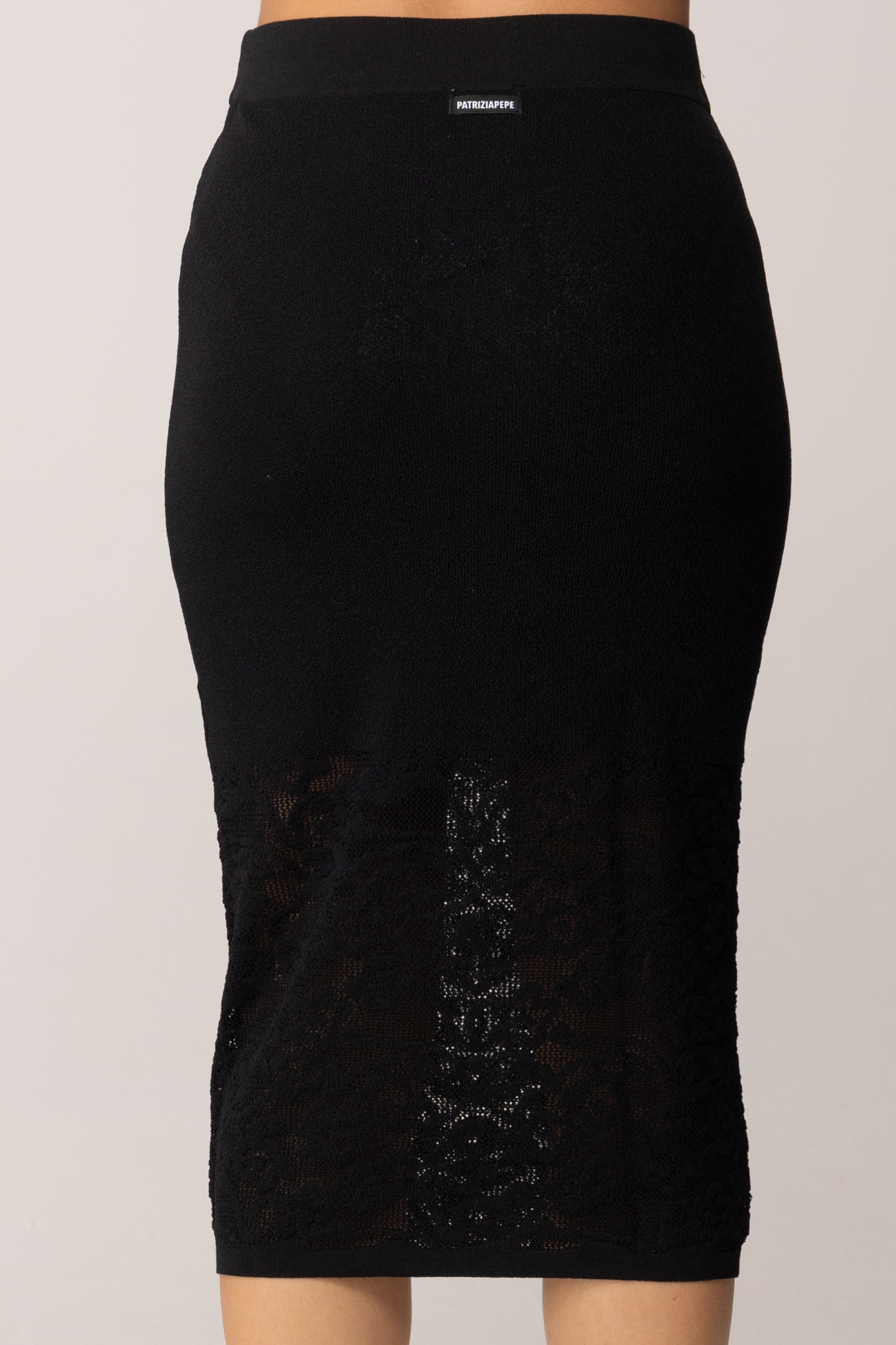 Patrizia Pepe Gonna Midi In Maglia Effetto Pizzo 8G0482 K284 NERO
