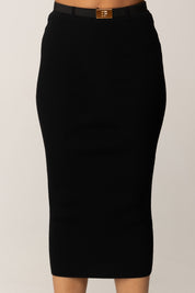 Elisabetta Franchi Gonna Midi In Maglia con Cintura GK17B56E2 NERO