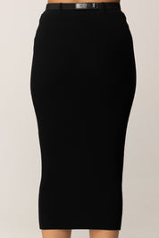 Elisabetta Franchi Gonna Midi In Maglia con Cintura GK17B56E2 NERO