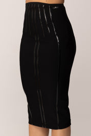 Elisabetta Franchi Gonna Midi In Neoprene con Dettagli Corsetto GO12457E2 NERO