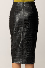 Elisabetta Franchi Gonna Midi Stampa Cocco e Spacco con Zip GO10856E2 NERO