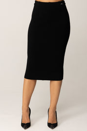 Elisabetta Franchi Gonna Tubino In Lana Punto Stoffa GK19S56E2 NERO