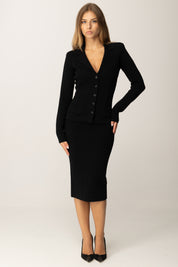 Elisabetta Franchi Gonna Tubino In Lana Punto Stoffa GK19S56E2 NERO