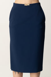 Elisabetta Franchi Gonna a Tubino con Dettaglio Gioiello GO12252E2 OLTREMARE