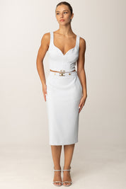 Elisabetta Franchi Gonna a Tubino con Logo Gioiello GO13756E2 STARLIGHT